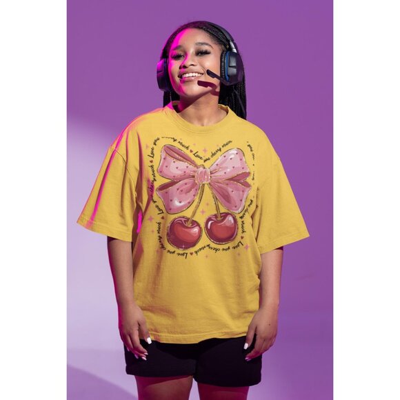 Valentine Cherries Tee Love T-Shirt Gift Shirt Valentines Day Top - Picture 11 of 11